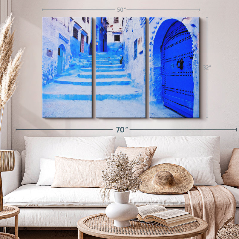 Architecture «Chefchaouen Blue City Wall Art» sur toile, H 32 po x l 50 po x P 1,25 po