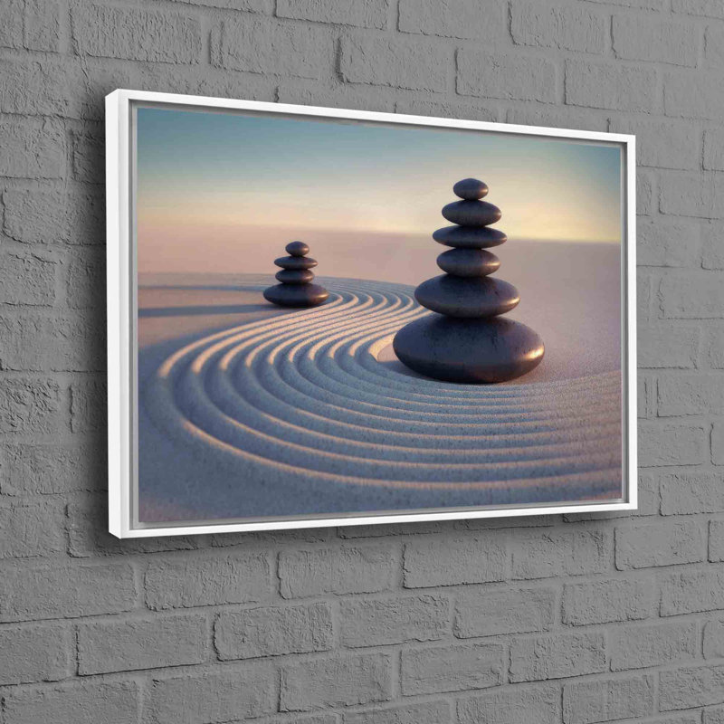 Impression minimaliste de pierres zen sur toile de coton pour un décor de maison et de salle de bain moderne