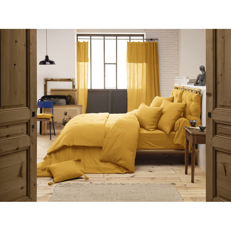 Knopp Cotton Solid Colour Duvet Cover, Yellow, King Duvet Cover