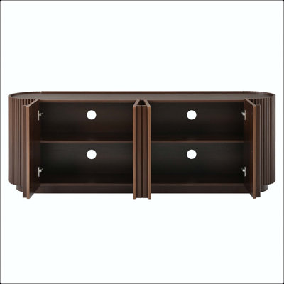 66.9" Mid-Century TV Stand with Fluted Tambour-Style Doors