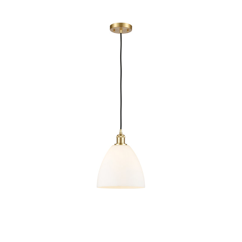 Haruka 1 - Light Single Pendant, White, 13.25" H x 9" W x 9" D, Satin Gold