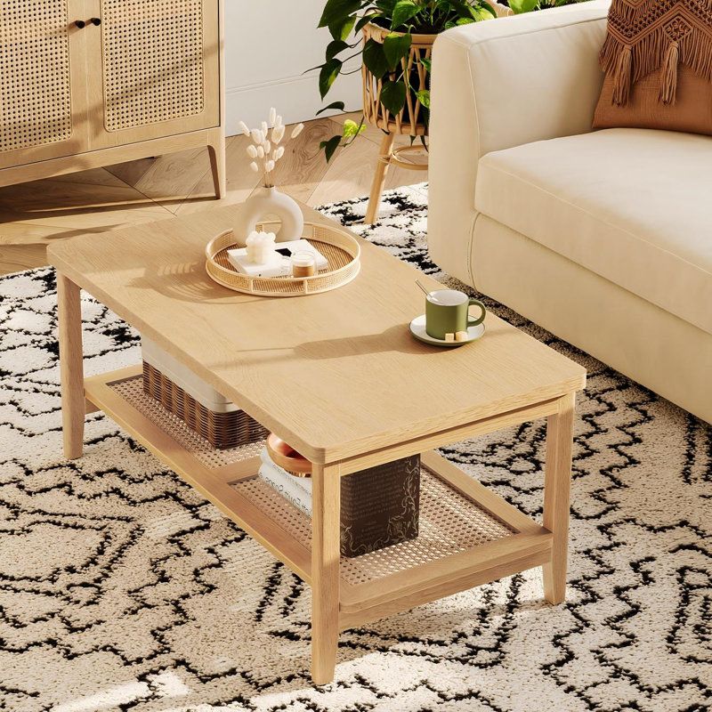 Table basse avec tablette de rangement Alaura, Chêne, H 18,1 po x l 39,4 po x P 21,7 po