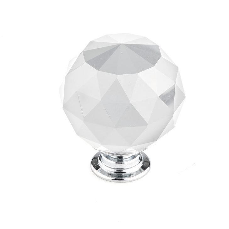 Oversized 1 9/16" Diameter Round Knob, Clear/Chrome