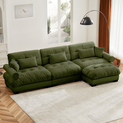 Canapé modulaire surdimensionné en velours super confortable avec repose-pieds mobile