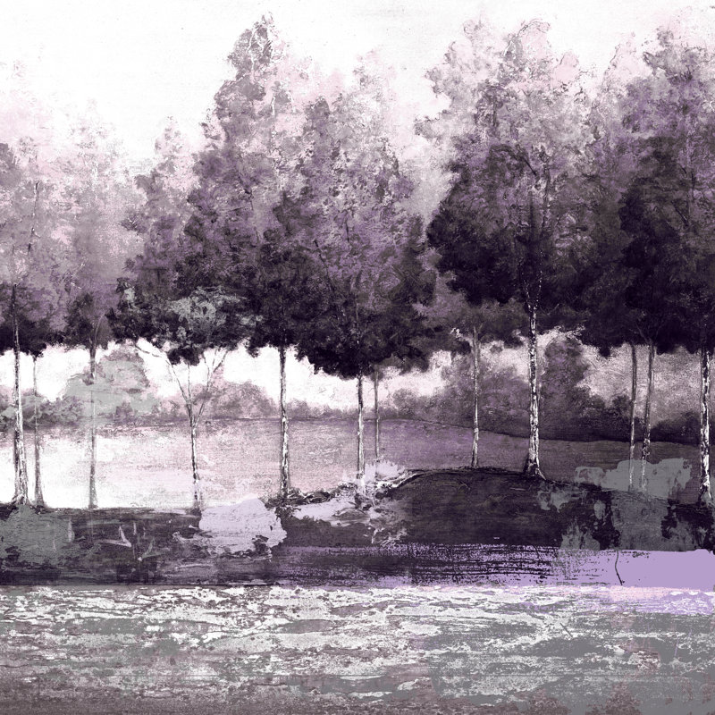 Purple Grey Trees - Wrapped Canvas Painting, 51cm H x 51cm W x 3.8cm D