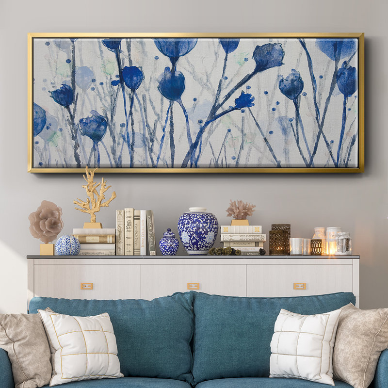 Jardin bleu - Toile encadrée, H 20 po x l 50 po