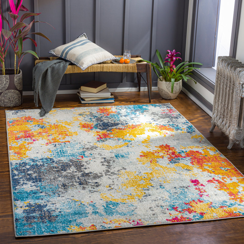 Eynesil Abstract Indoor Rug, Rectangle 6'7" x 9'