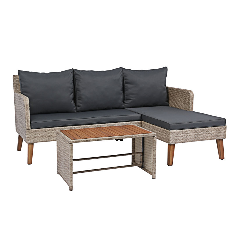 Ensemble de canapé modulaire d'extérieur 3 pièces