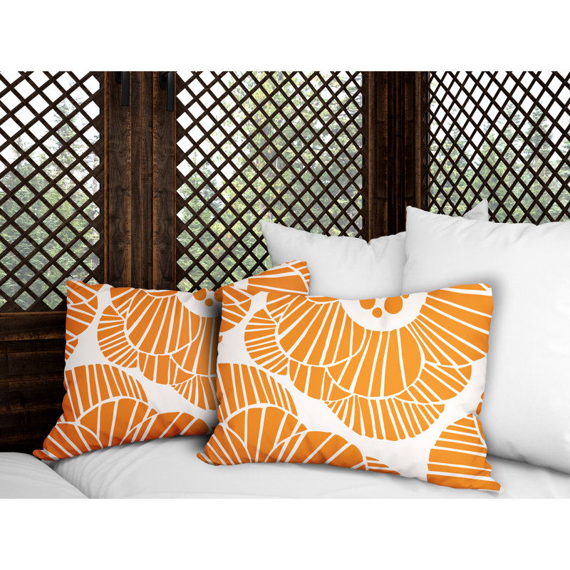 Abstract Outdoor Reversible Throw Pillow, Orange