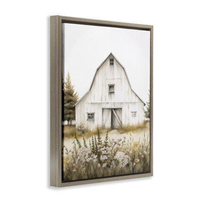  Blooming Country Barn Garden Framed Floater Canvas Wall Art by Arlington Prints