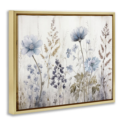 Blue Nature Blossoms Framed Floater Canvas Wall Art By Sasha