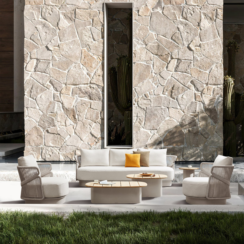 Aio Outdoor 6 - Piece Conversation Set, White, White