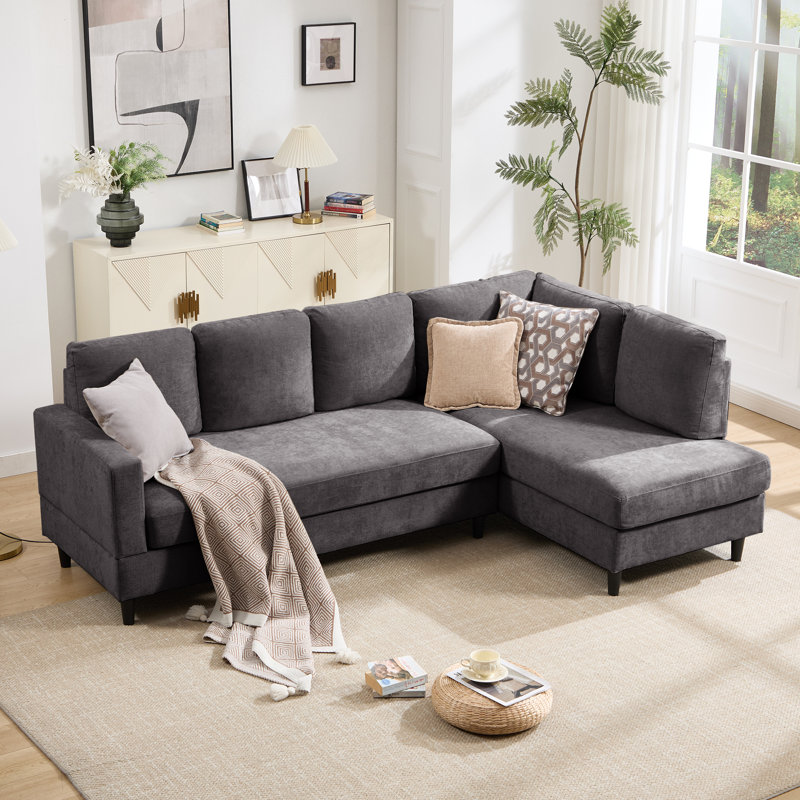 Canapé modulaire en L 95 po, Gris chenille
