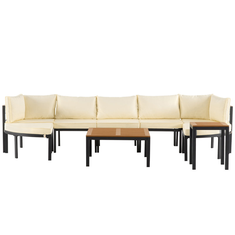 Ensemble de salon de patio avec coussins beige, Beige