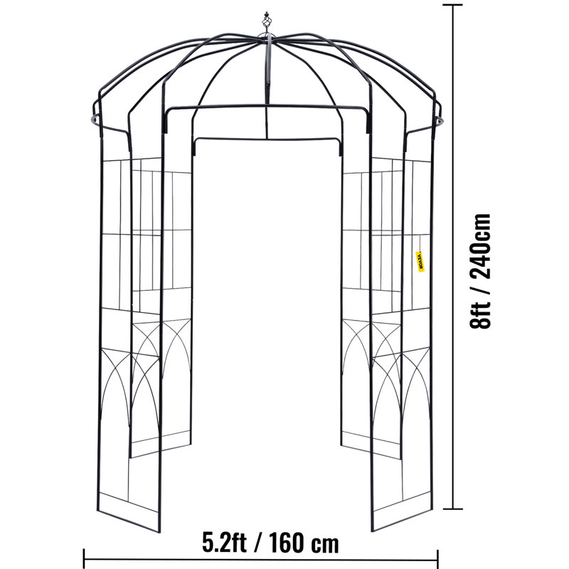 Tonnelle de jardin en forme de cage à oiseaux VEVOR, Noir, H 96 po x l 62,4 po x P 62,4 po