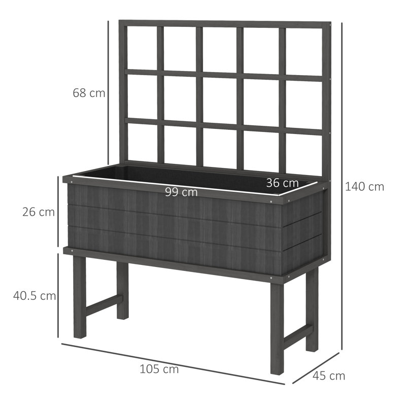 Brinskelle Wood Elevated Planter with Trellis