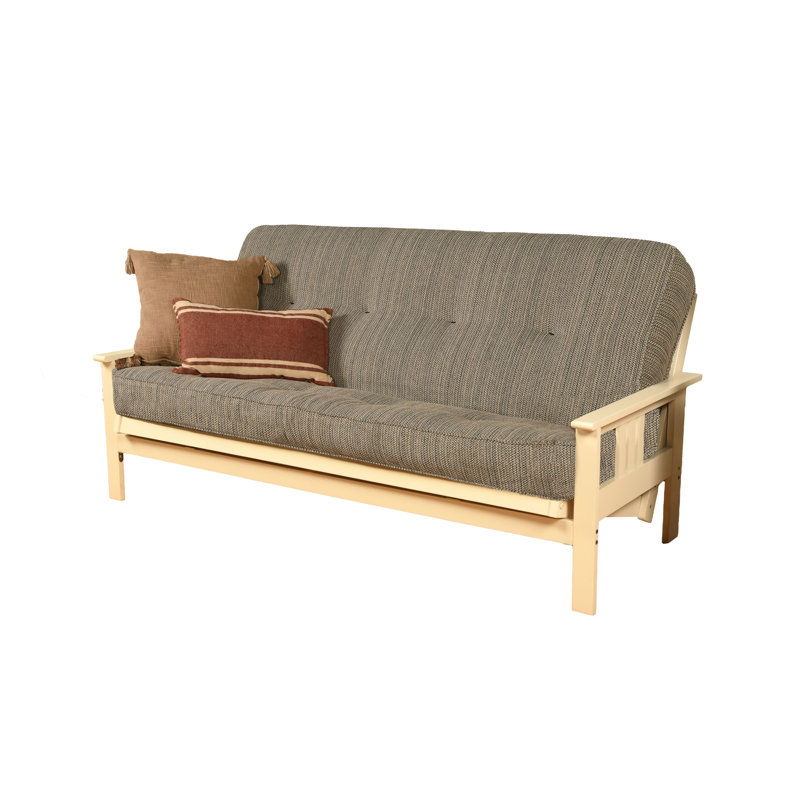 Johnte Full-Size Futon Frame and Full-Size Innerspring Mattress, Antique White, Taxi Seaport, Premium Pocket Coil