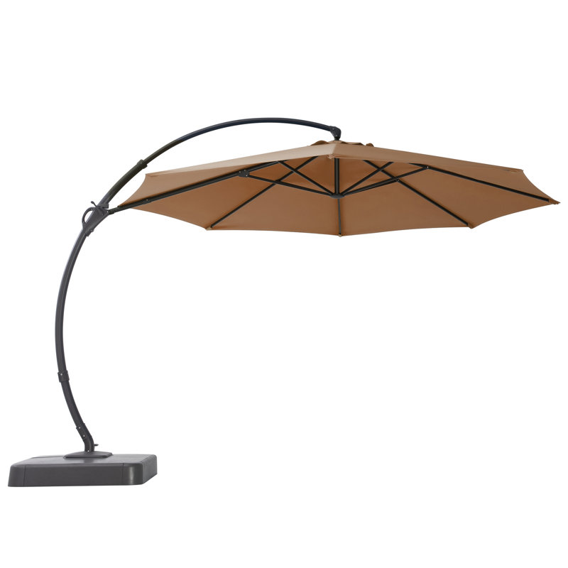 Parasol de patio décalé 10 pi avec base Yardgrace, rotation à 360 ° et inclinaison réglable, résistant aux rayons UV et à l'eau
