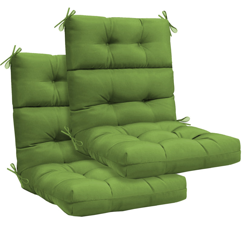 2Ps Waterproof High-Back Chair Cushion With Non-Slip Belt, Broken Foam And Cotton Filling, Suitable For Indoor/Outdoor Garden Furniture.