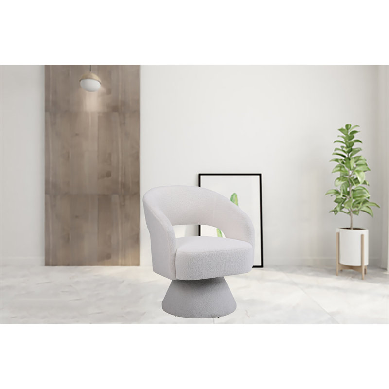 Fauteuil pivotant l 25,6 po, Velours blanc