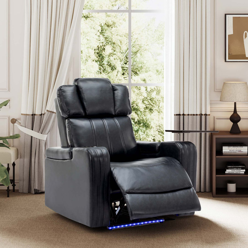 Fauteuil inclinable en cuir Ghida, Similicuir noir