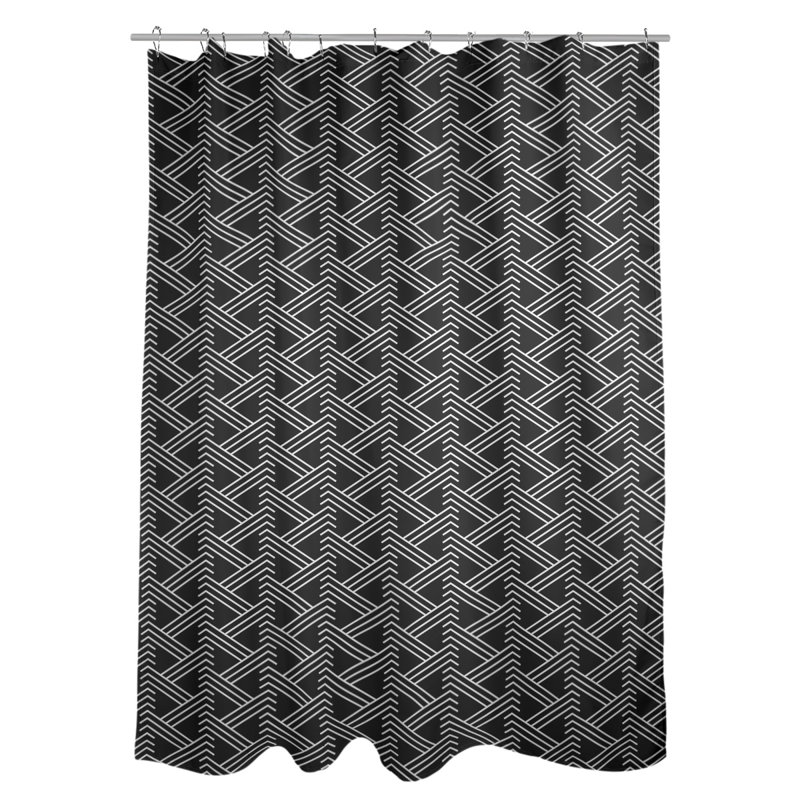 Rideau de douche simple Classic Zig Zag, Noir
