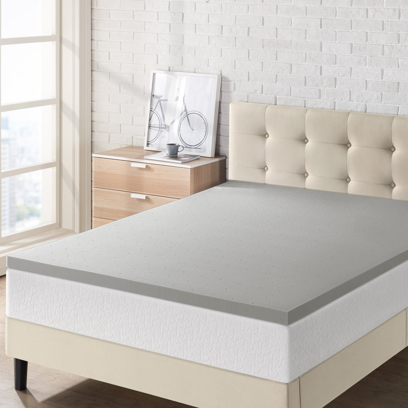 Green Tea Infused Memory Foam Mattress Topper, Full / Double, Gray, 4"