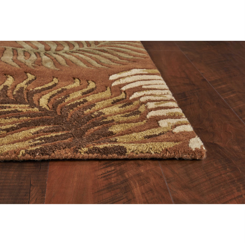 Delview Floral Handmade Tufted Wool Area Rug, Round 7'6", Rust