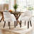 Linen Upholstered Dining Chair With Wooden Armrests And Curved Solid Wood Legs