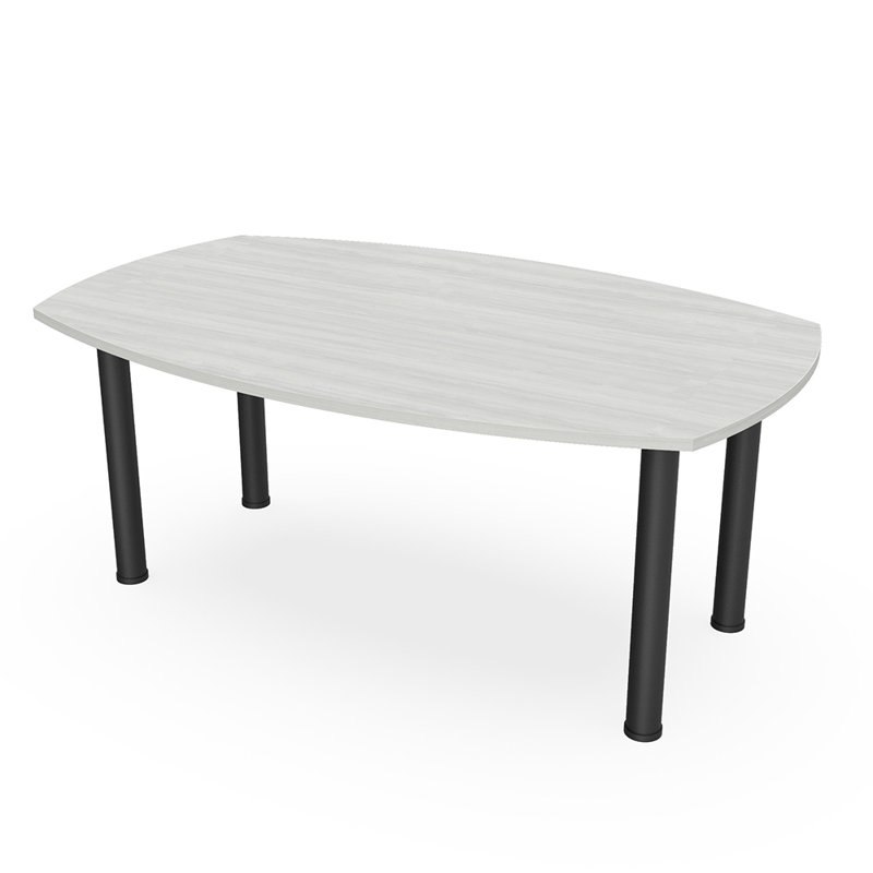 Table de conférence Pavert, L 72 po x l 48 po, Cyprès blanc, Noir mat