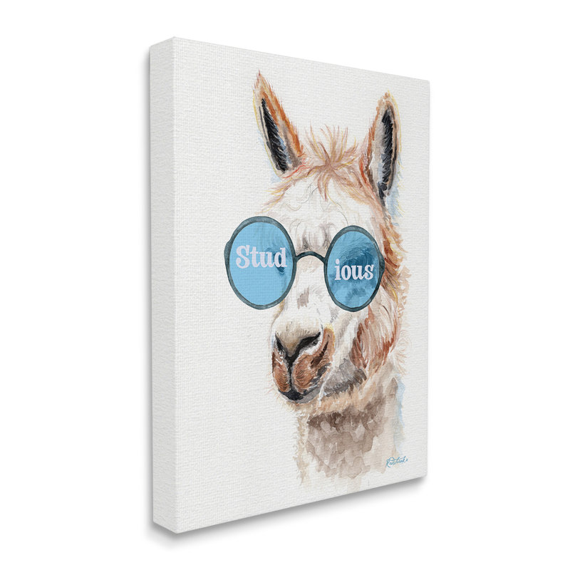 "Lama rigolo" par Jennifer Redstreake sur toile, H 20 po x l 16 po