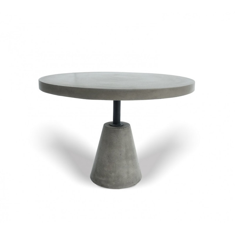 Table d'appoint ronde sur piédestal en béton et fer gris foncé et noir de 14 pouces