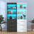 71" Tall Bookshelf With 3 Drawers & Led Light-804707348