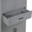 Armoire de rangement pour salle de bain grise, portes, tiroir, tablette réglable, grande armoire moderne et grise, polyvalente et pratique-390358930