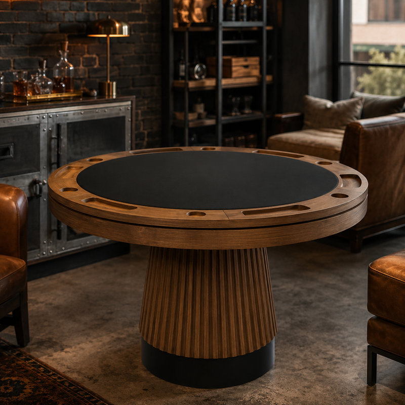 Prohibition Series 48" 2 In 1 Poker Table - Walnut By RAM Game Room, Walnut
