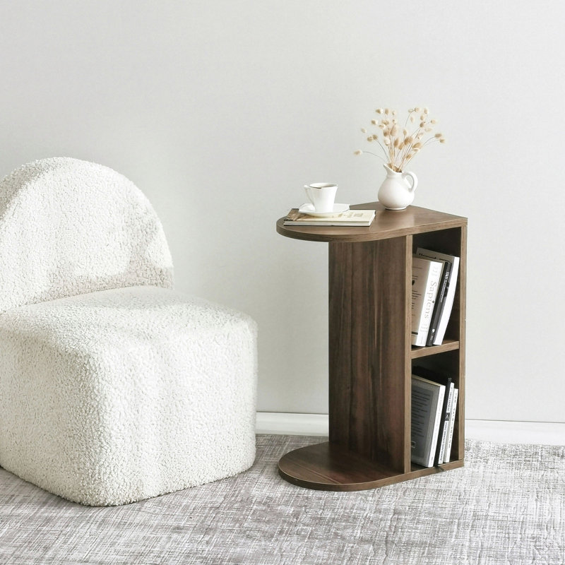 Table de bout avec tablette, Brun foncé