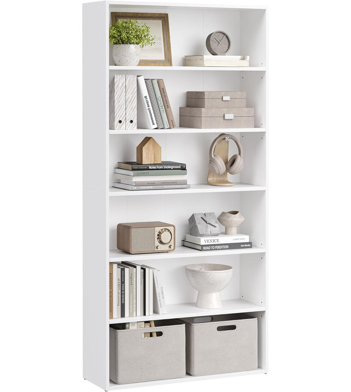 Bookcase, 6-Tier Bookshelf, Open Storage Shelf, Shelving Unit, 24 X 80 X 160.7 Cm, For Living Room, Home Office, Dinning Room
