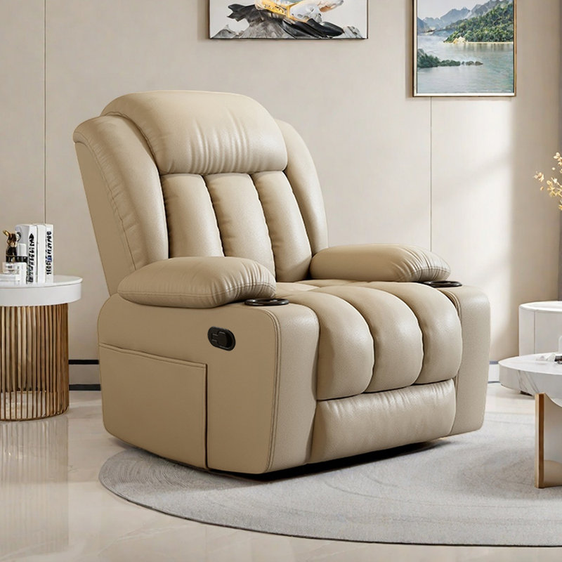 Fauteuil inclinable de salon avec porte-gobelet, Beige gris