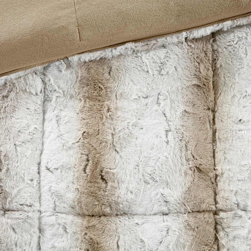 Literie 4 pièces - Édredon en fausse fourrure et coussin de cou pour une expérience de sommeil paradisiaque