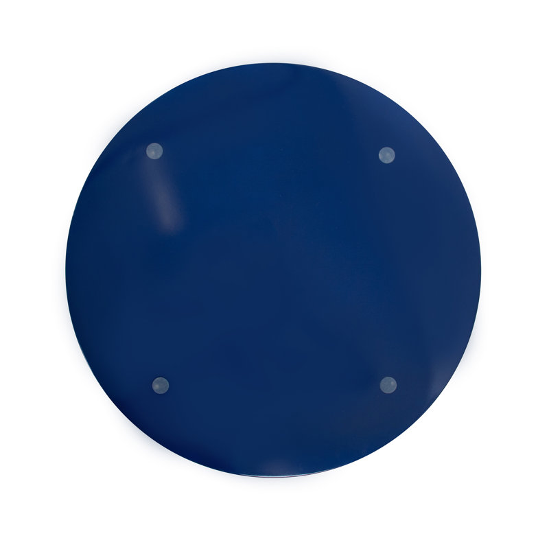 Effa Hand-Crafted Round Scalloped Wood Tray, Blue