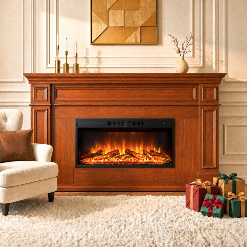 Foyer électrique encastré de 91 cm (36 po) avec 12 couleurs de flamme, chauffage de 750 W/1500 W, télécommande et minuterie