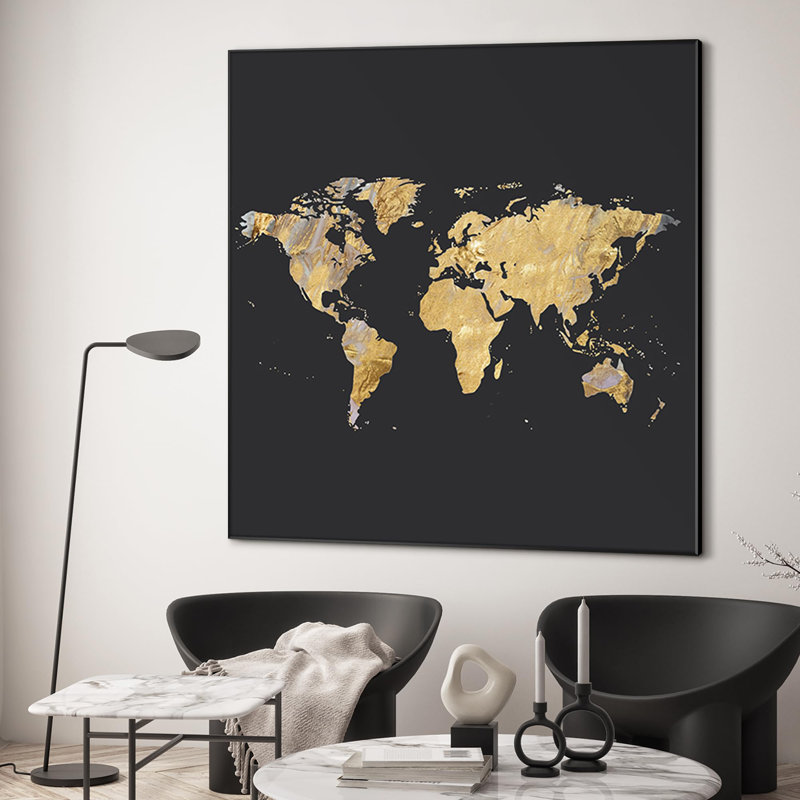 Reproduction d'art mural encadré moderne avec feuille d'or moderne très grande impression encadrée (assemblage requis)