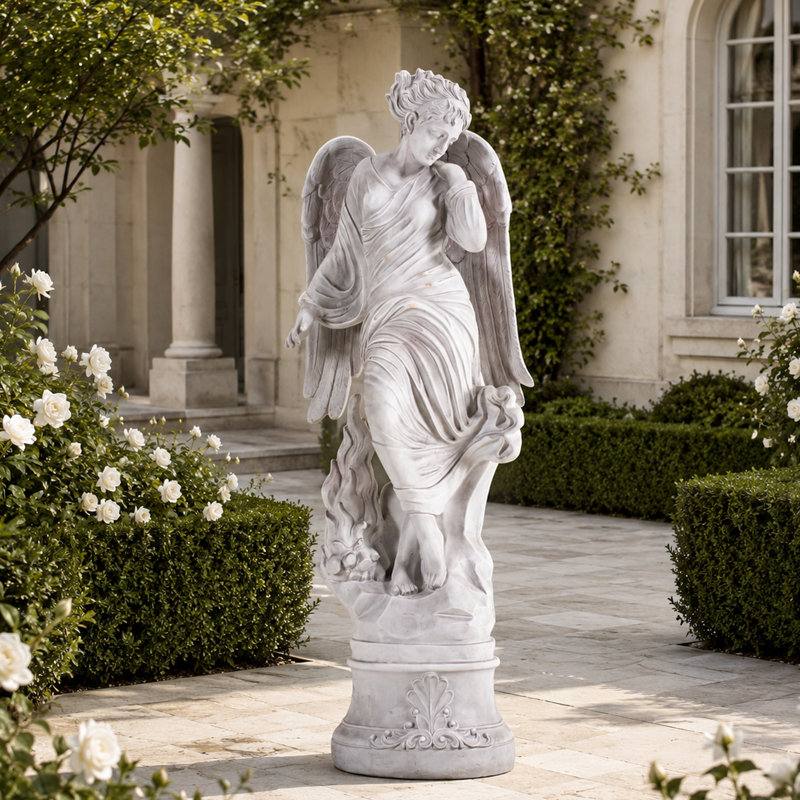 Statue de jardin d'ange, décoration de jardin religieuse d'extérieur