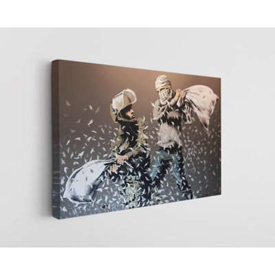 Banksy Pillow Wars Graffit Art Canvas Print