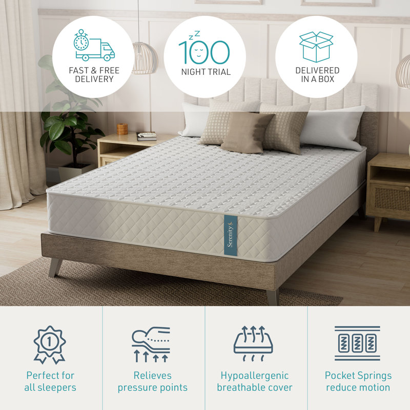 Serenity Pocket Spring and Memory Foam Hybrid Mattress 23cm, Kingsize (5')