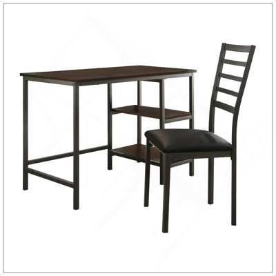 Ensemble de bureau d'écriture de style industriel avec chaise, revêtement en similicuir et rangement polyvalent