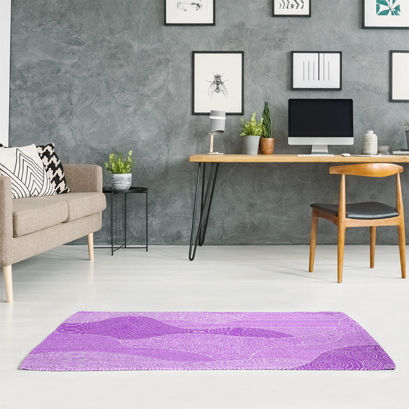 Tapis mauve à la main vagues, Rectangle 4 pi x 6 pi