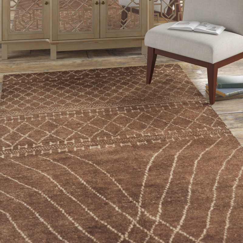 Tapis géométrique en laine noué à la main Burgess, Rectangle 8 pi x 10 pi