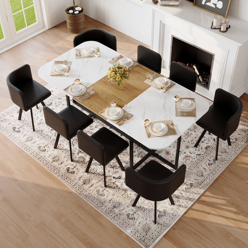 Ensemble de table de salle à manger 9 pièces, ensemble de table de cuisine moderne pour 8 personnes, idéal pour les réunions de famille, salle à manger