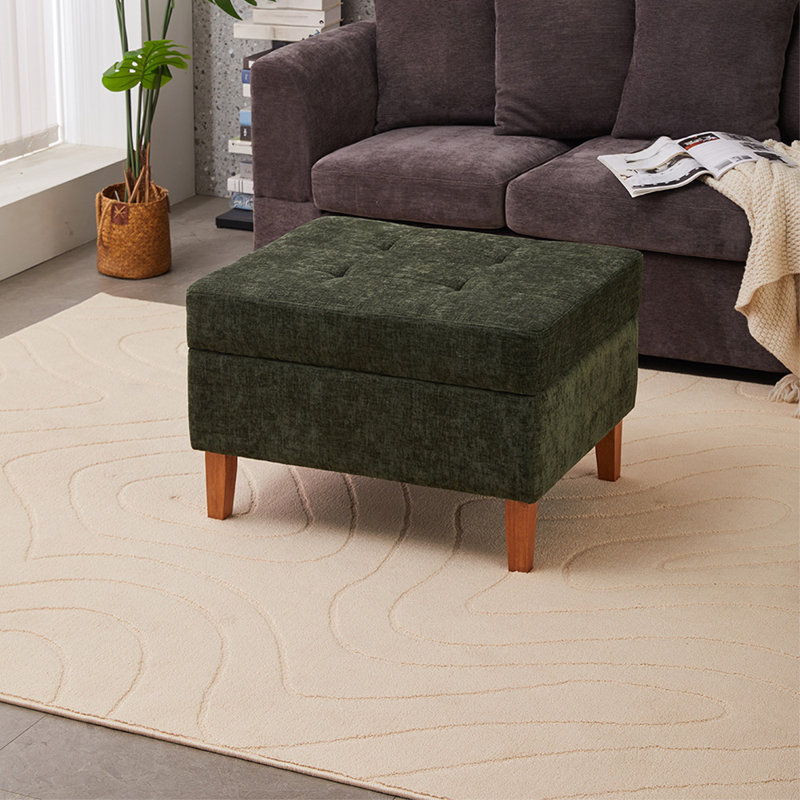 41cm Wide Tufted Square Standard Ottoman with Storage, Green